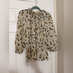 Alessia Zamattio Blouse Womens Beige Feather Sheer